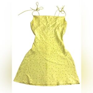 Audrey 3+1 Yellow Polka Dot Mini dress sz SMALL spring‎ girly coquette soft girl